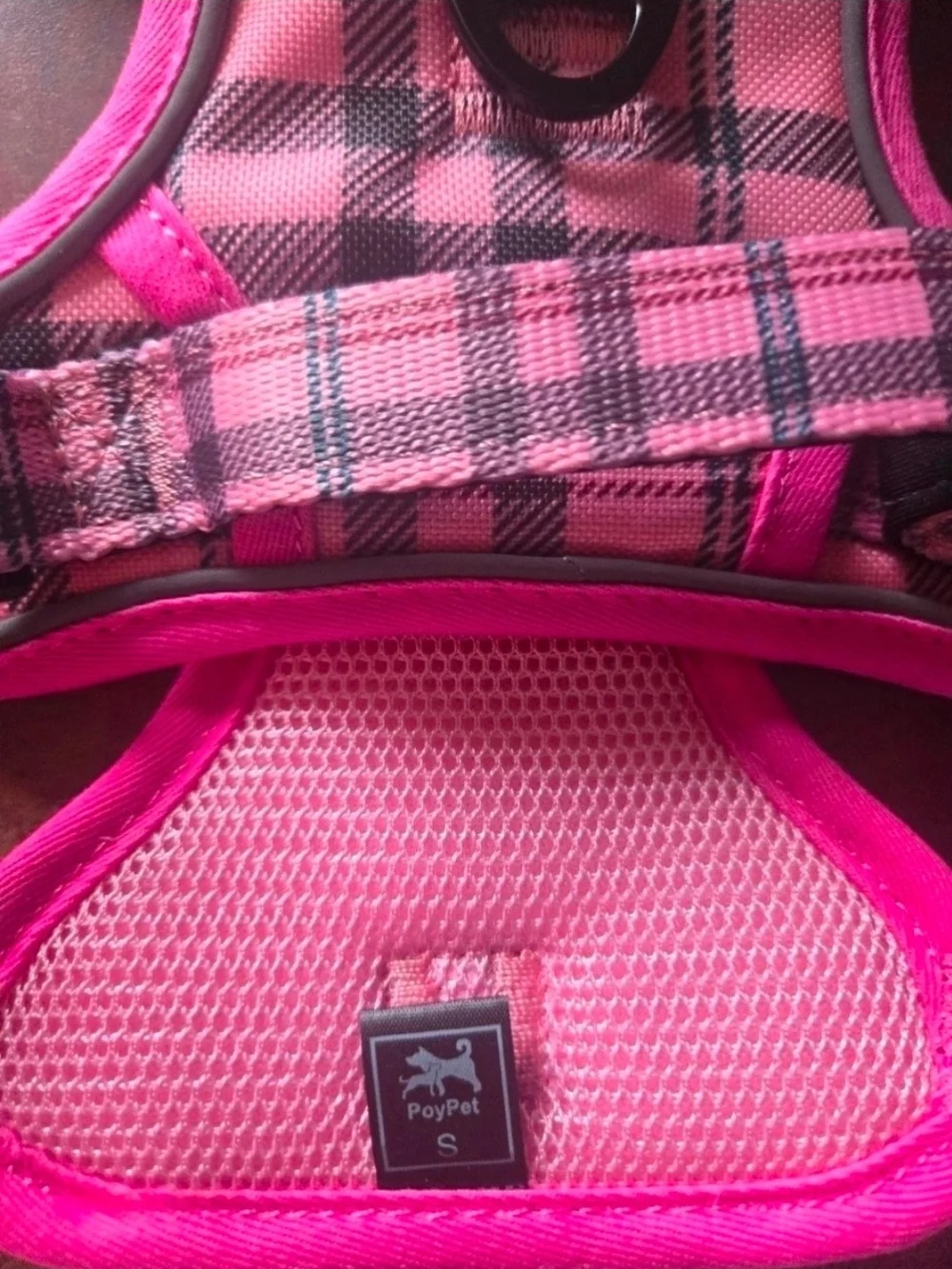 PoyPet Pink Plaid No-Pull Dog Harness Size Small NWT